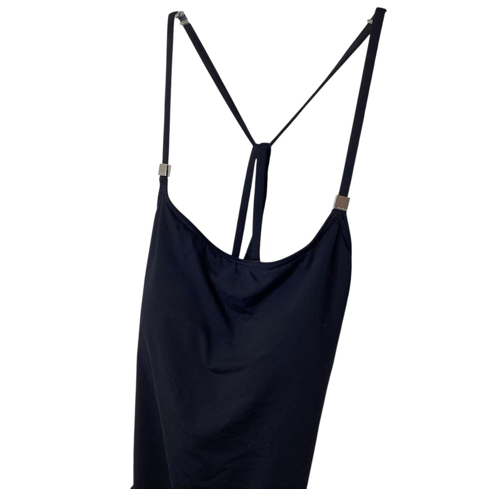 Calvin Klein Swimsuit Women Sz 16 Black One Piece High Leg Low Back Strappy NWOT - Picture 4 of 11